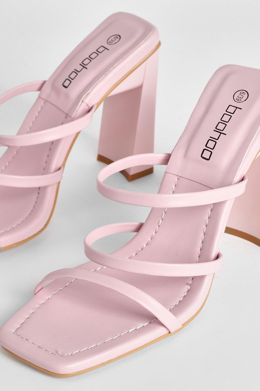 Triple Strap Heeled Mule boohoo UK